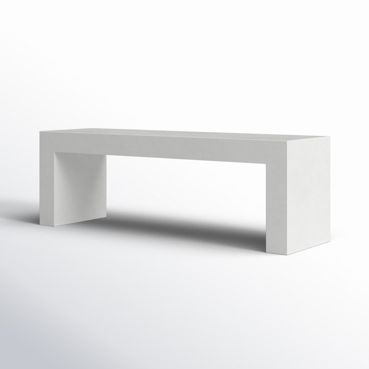 Lazarus White Fiber-Reinforced Concrete Outdoor Dining Bench