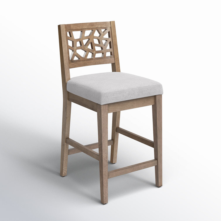 Caramel Oak Crackle Mosaic Counter Stool in Light Gray