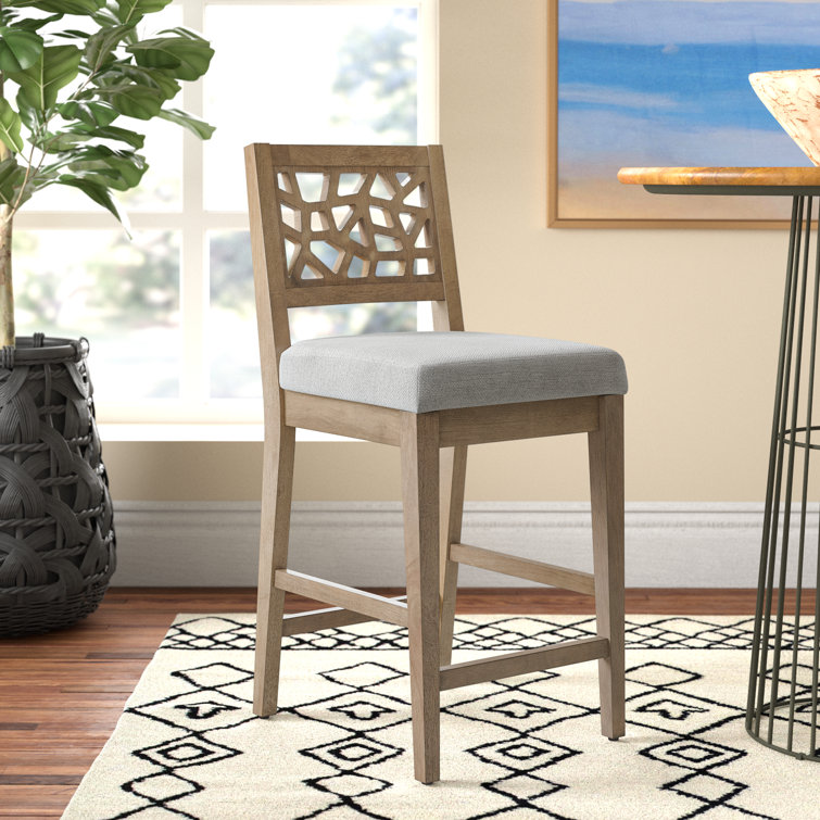 Caramel Oak Crackle Mosaic Counter Stool in Light Gray
