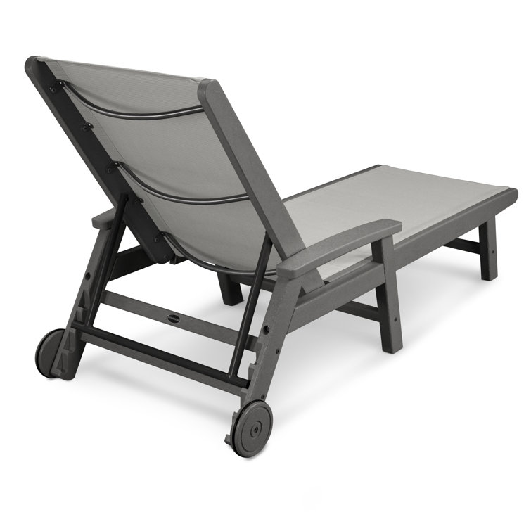 Slate Grey and Metallic HDPE Coastal Chaise Lounger with Arms