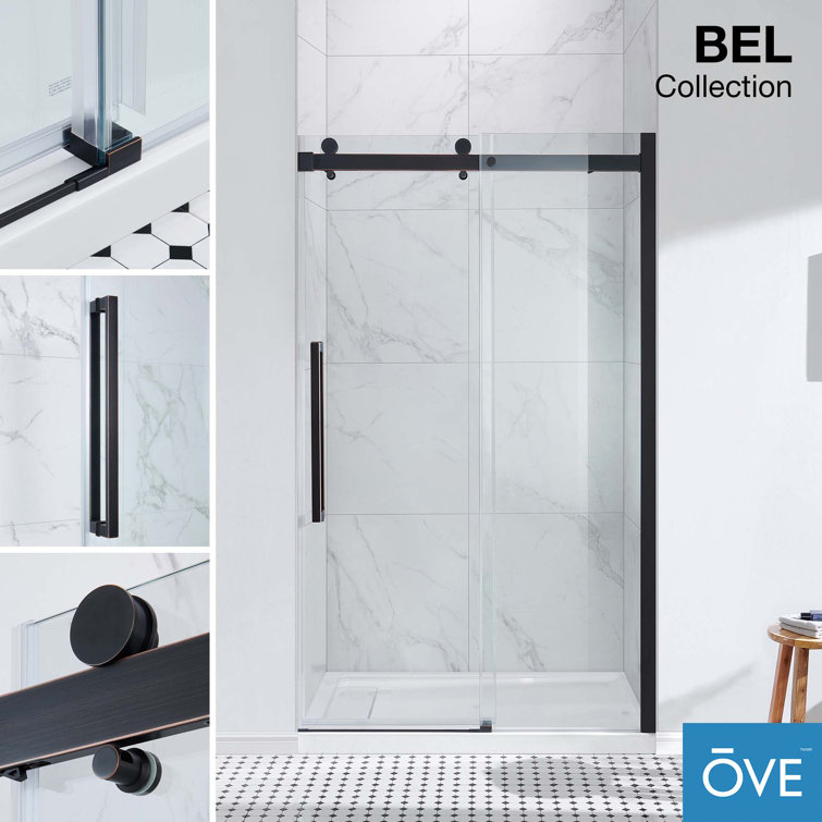 Bel 48" x 78.75" Oil-Rubbed Bronze Frameless Sliding Shower Door