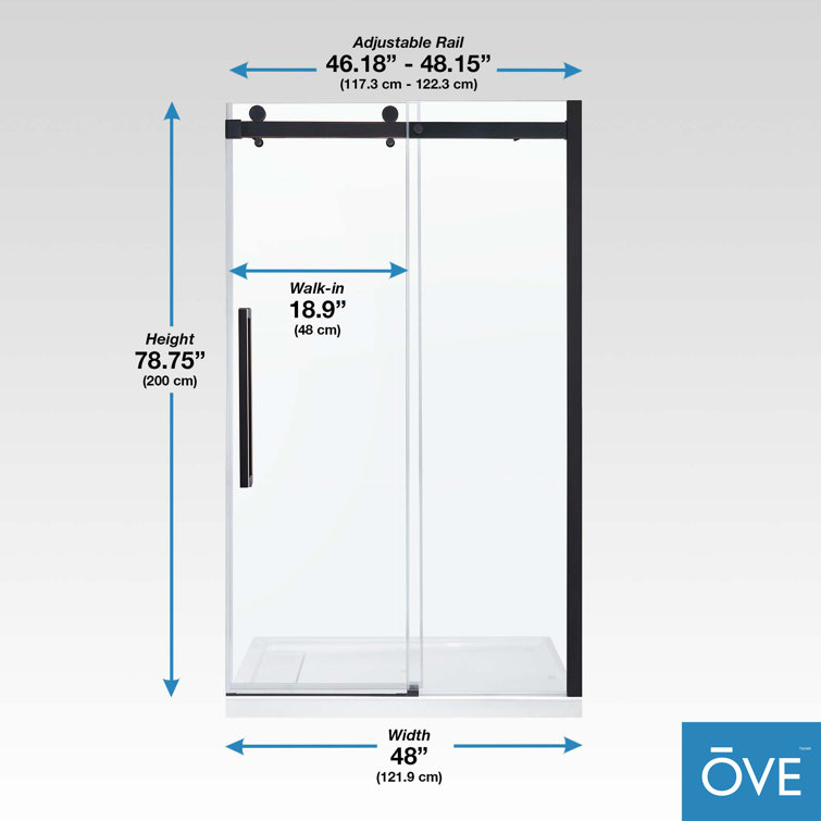 Bel 48" x 78.75" Oil-Rubbed Bronze Frameless Sliding Shower Door