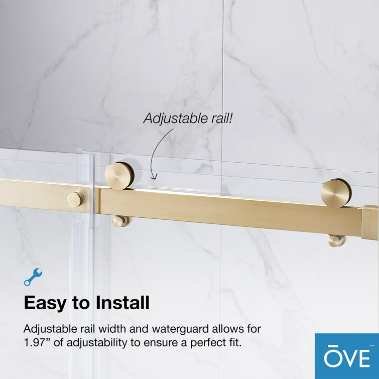 Bel Gold Frameless Sliding Shower Door with Clear Glass