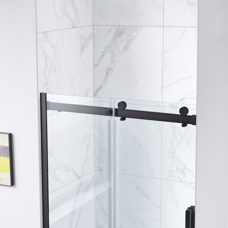 Matte Black 32" x 48" Frameless Glass Shower Kit
