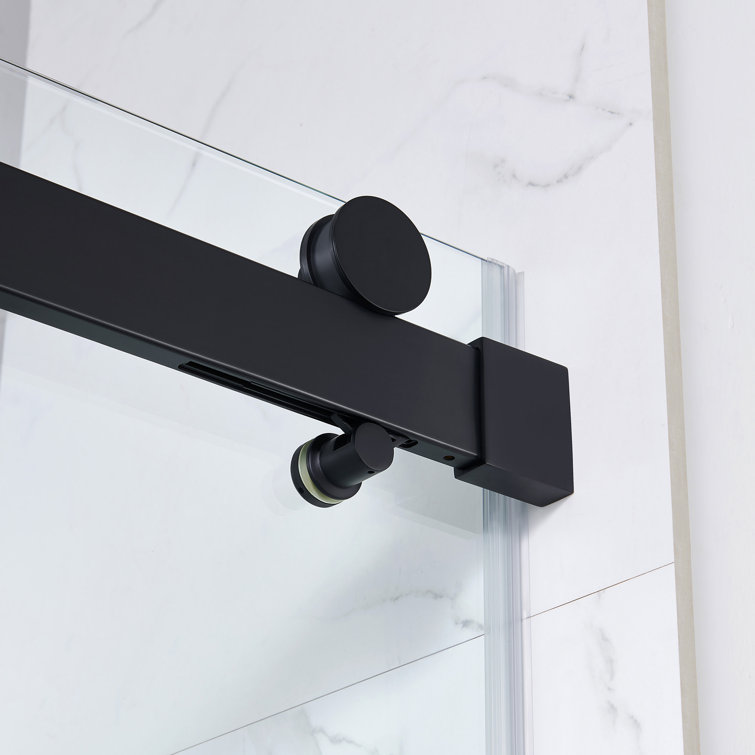 Matte Black 32" x 48" Frameless Glass Shower Kit