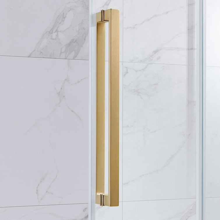 Bel Gold Frameless Sliding Shower Door with Clear Glass