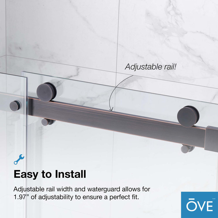 Bel 48" x 78.75" Oil-Rubbed Bronze Frameless Sliding Shower Door
