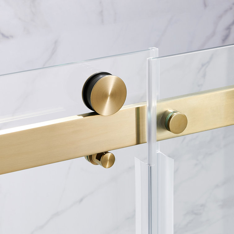 Bel Gold Frameless Sliding Shower Door with Clear Glass