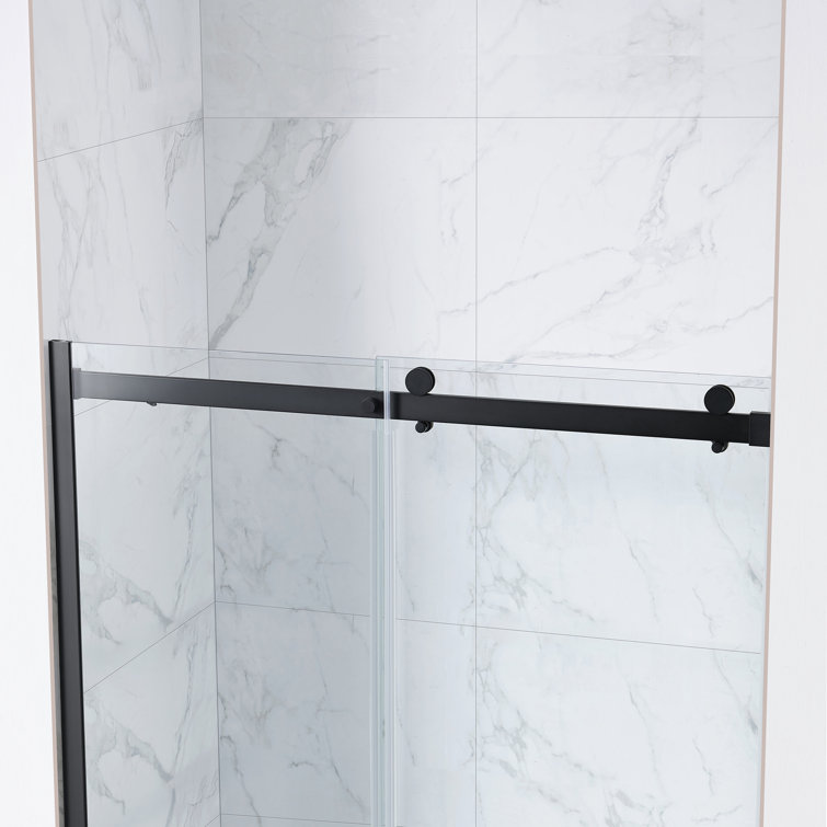 Bel 60" Matte Black and Clear Glass Frameless Sliding Shower Kit