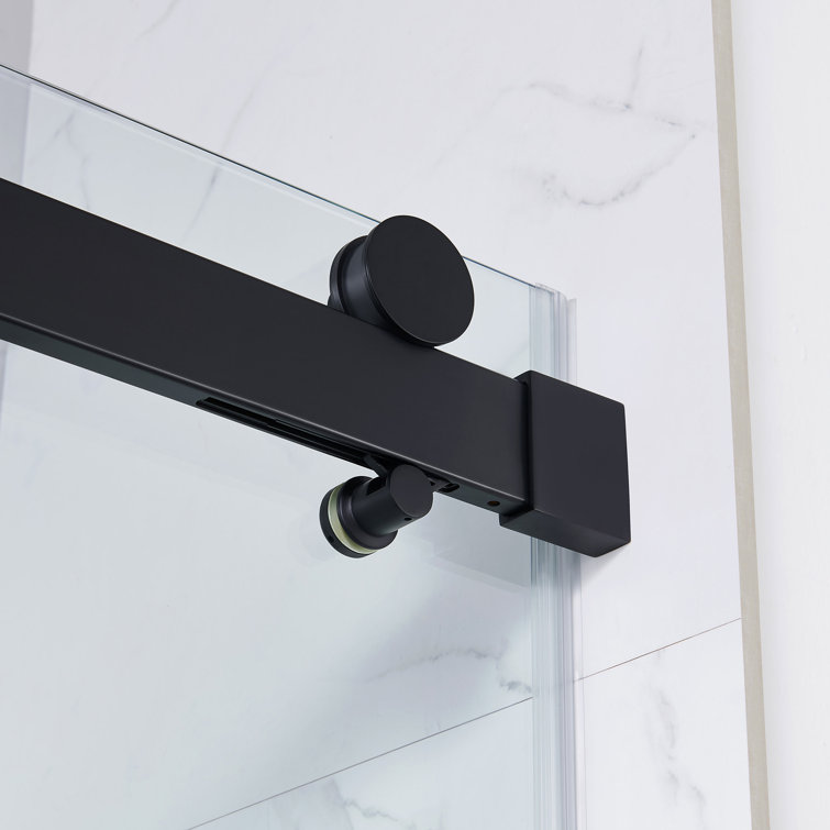 Bel 60" Matte Black and Clear Glass Frameless Sliding Shower Kit