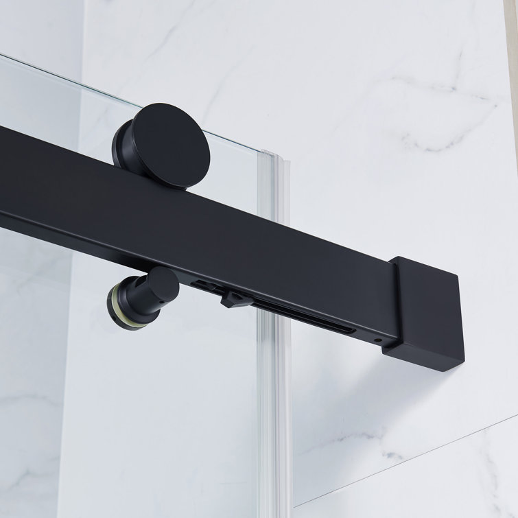 Bel 60" Matte Black and Clear Glass Frameless Sliding Shower Kit