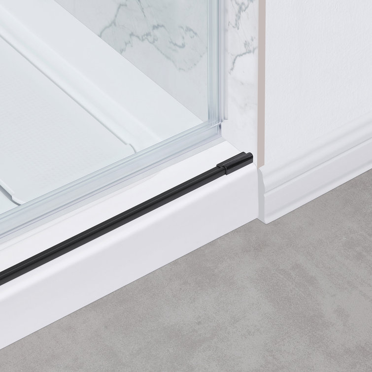 Bel 60" Matte Black and Clear Glass Frameless Sliding Shower Kit