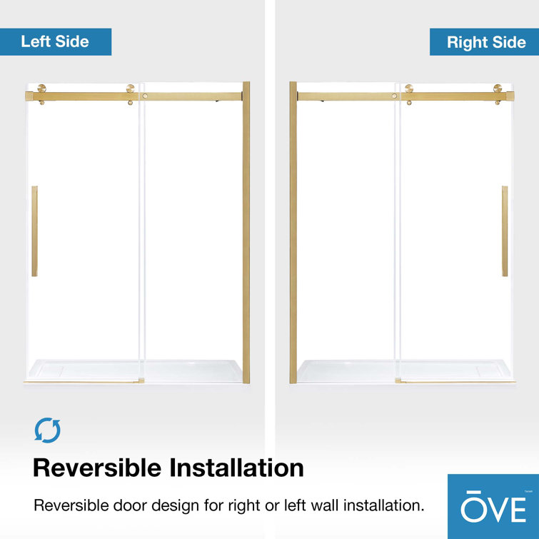 Bel Gold Frameless Sliding Shower Door with Clear Glass