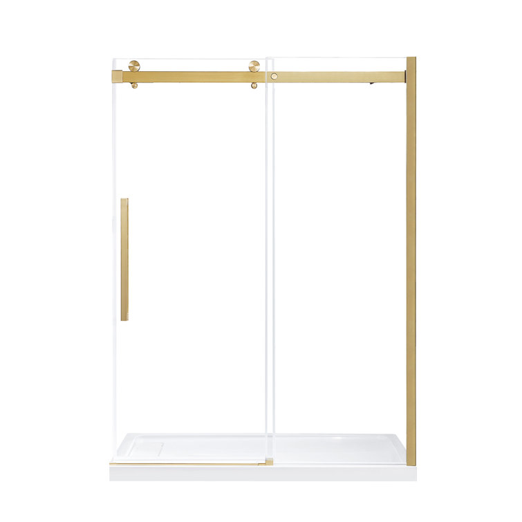 Bel Gold Frameless Sliding Shower Door with Clear Glass