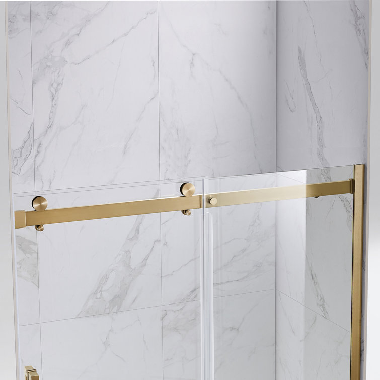 Bel Gold Frameless Sliding Shower Door with Clear Glass