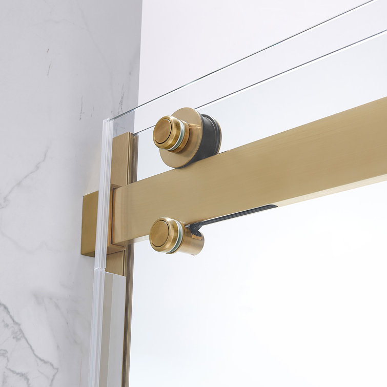 Bel Gold Frameless Sliding Shower Door with Clear Glass