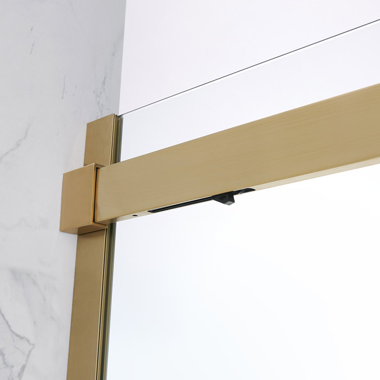 Bel Gold Frameless Sliding Shower Door with Clear Glass