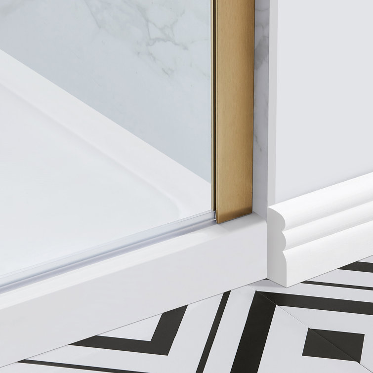Bel Gold Frameless Sliding Shower Door with Clear Glass