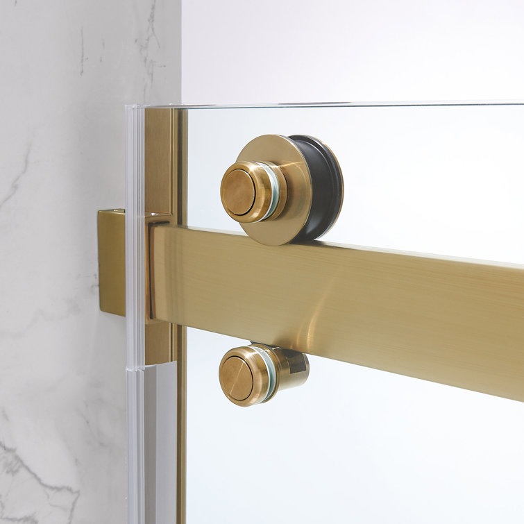 Bel Gold Frameless Sliding Shower Door with Clear Glass