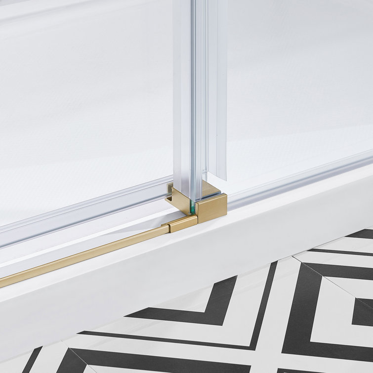 Bel Gold Frameless Sliding Shower Door with Clear Glass