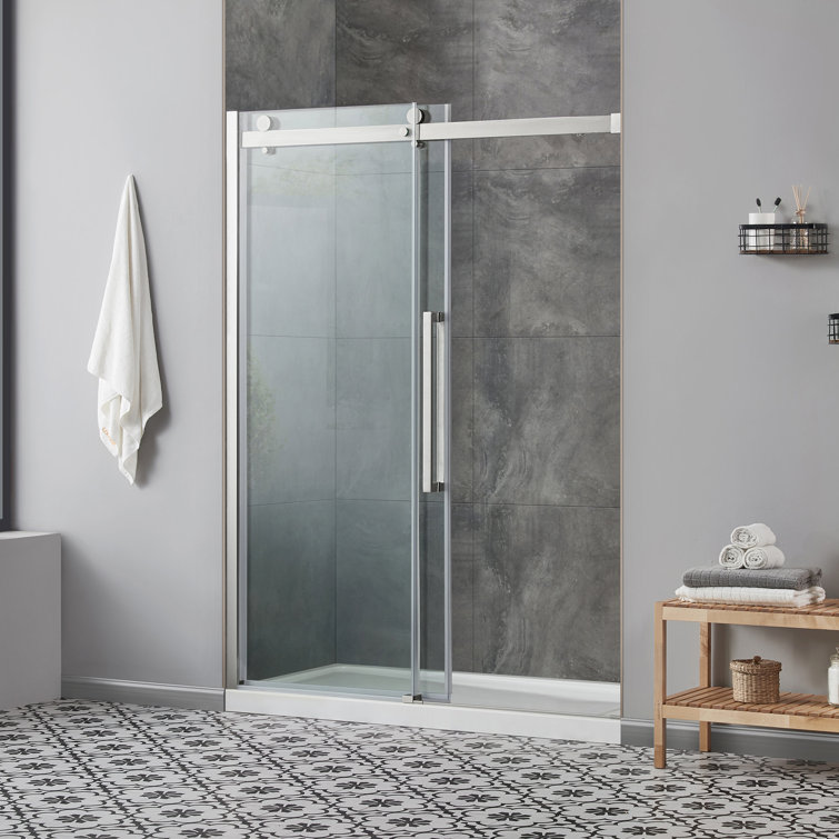 Bel 32" x 60" Satin Nickel Frameless Alcove Shower Kit
