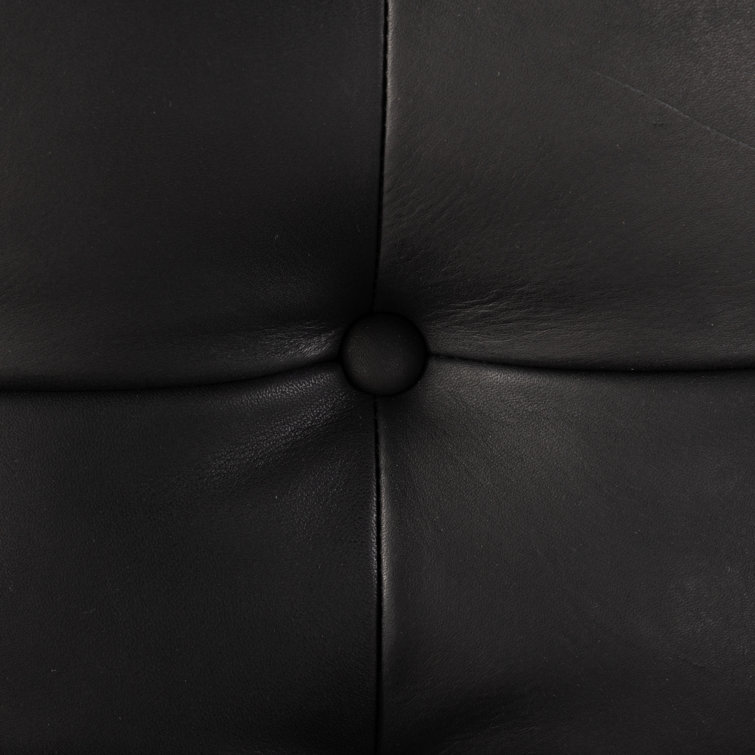 Heirloom Black Leather and Wood Handcrafted Accent Chair