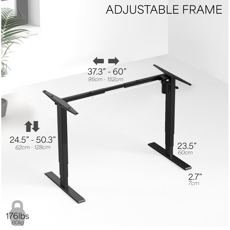Black Adjustable Steel Electric Standing Desk Frame
