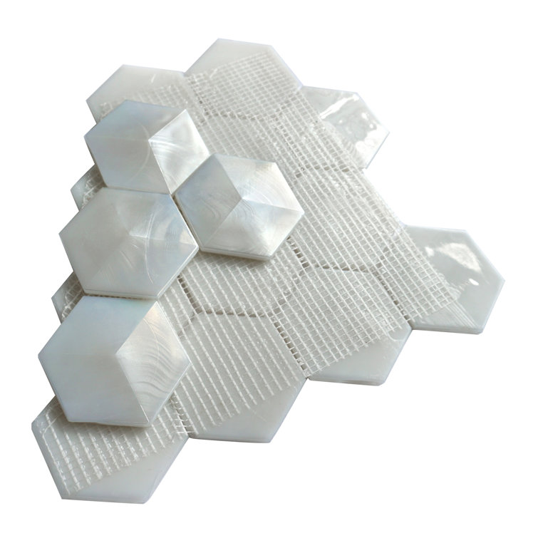 Aurora Glossy White Glass Hexagonal Mosaic Tile 10x12