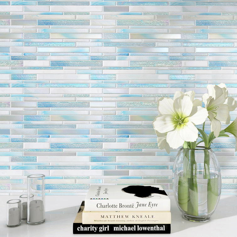Aurora Blue Glossy Glass Interlocking Mosaic Tile