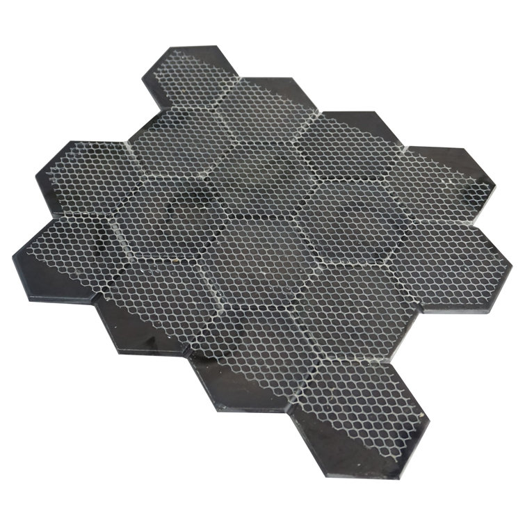 Aurora Glossy Gray Glass Hexagonal Mosaic Tile Sheet