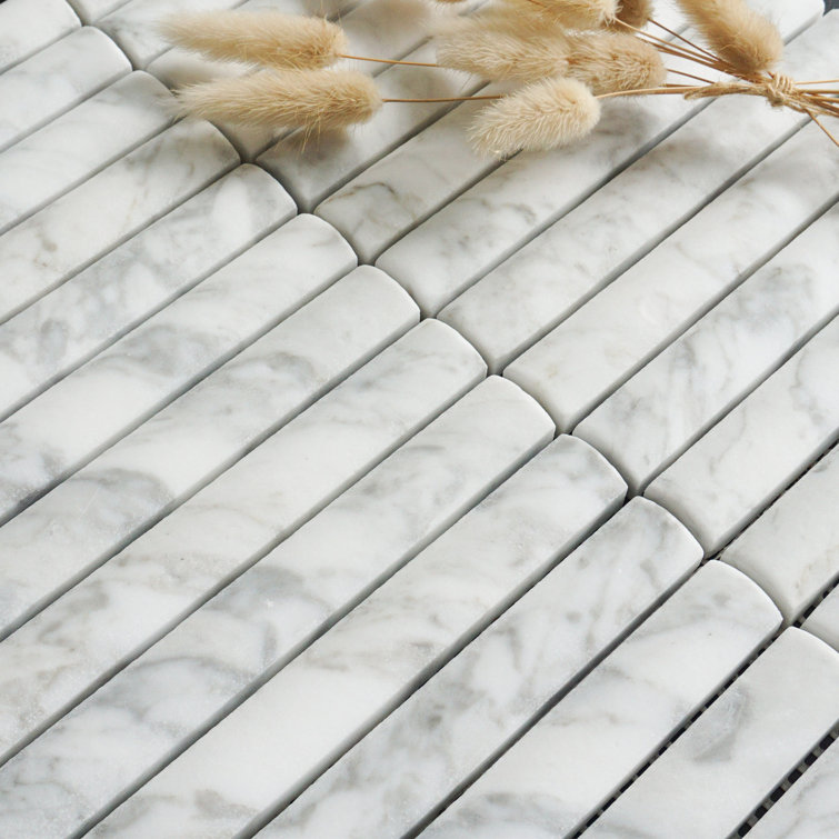 White Marble Linear Mosaic Tile for Wall and Floor
