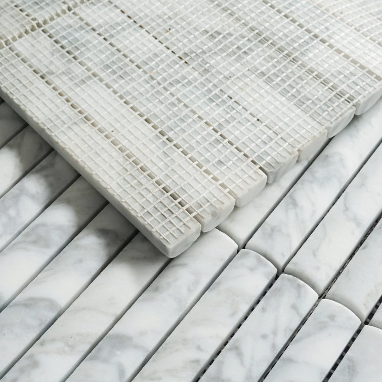 White Marble Linear Mosaic Tile for Wall and Floor