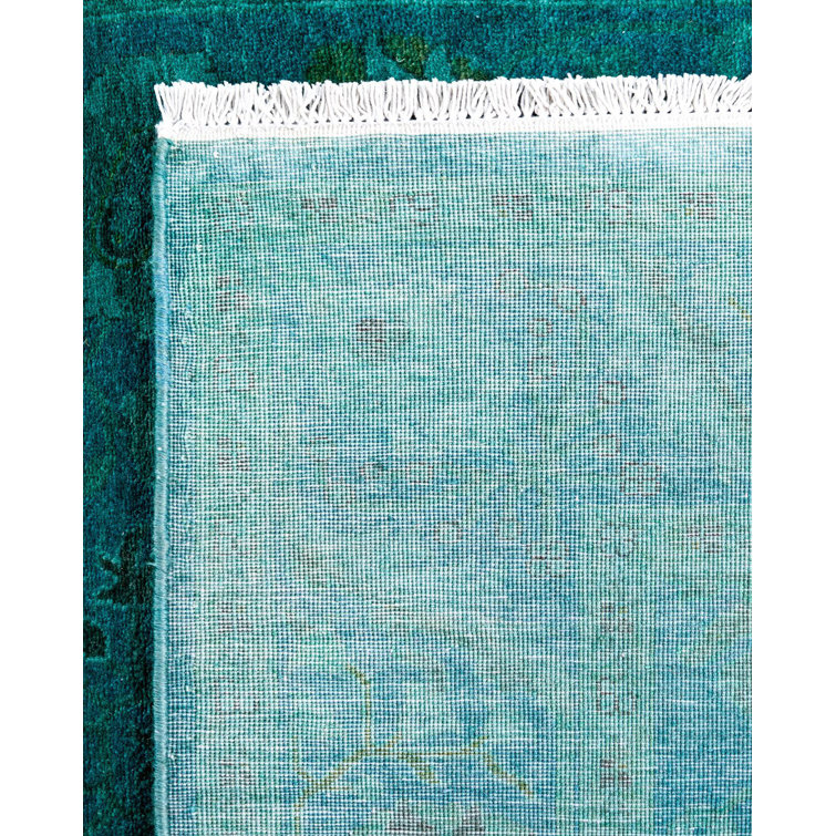 Hand-Knotted Blue Wool Rectangular Area Rug 3'3" x 5'2"