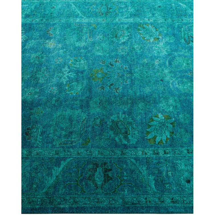 Hand-Knotted Blue Wool Rectangular Area Rug 3'3" x 5'2"