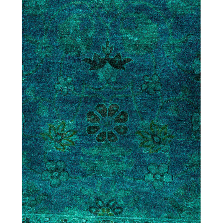 Hand-Knotted Blue Wool Rectangular Area Rug 3'3" x 5'2"
