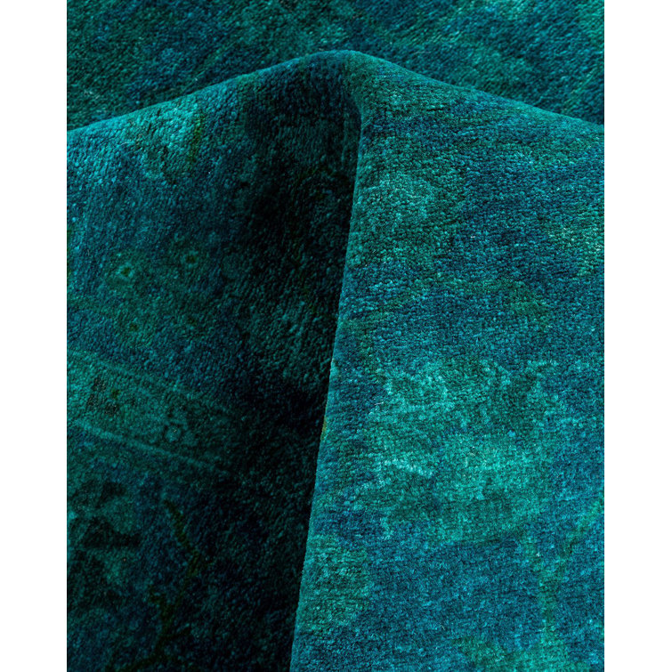 Hand-Knotted Blue Wool Rectangular Area Rug 3'3" x 5'2"