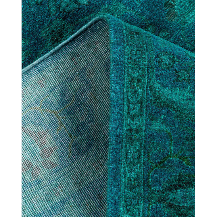 Hand-Knotted Blue Wool Rectangular Area Rug 3'3" x 5'2"