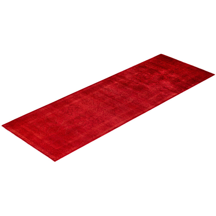 Hand-Knotted Red Wool Runner Rug 3' x 9'