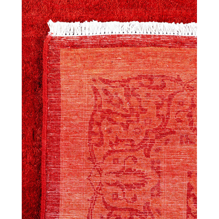 Hand-Knotted Red Wool Runner Rug 3' x 9'