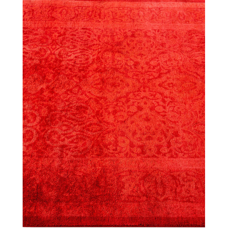 Hand-Knotted Red Wool Runner Rug 3' x 9'