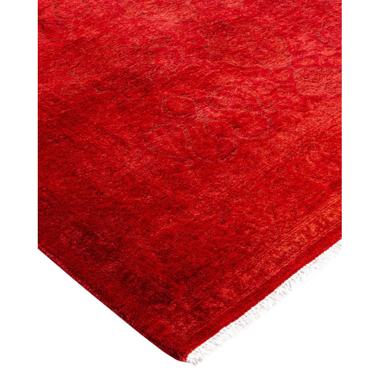 Hand-Knotted Red Wool Runner Rug 3' x 9'