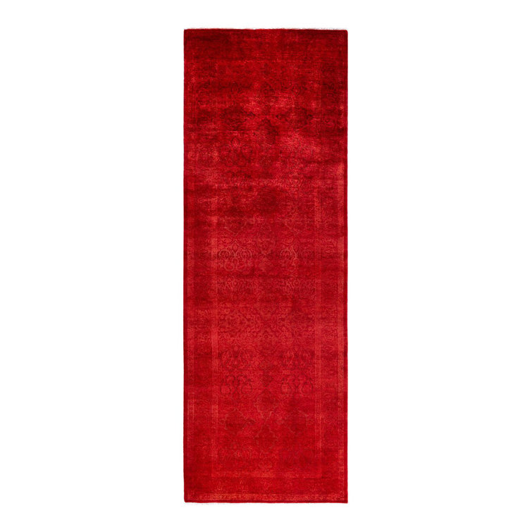 Hand-Knotted Red Wool Runner Rug 3' x 9'