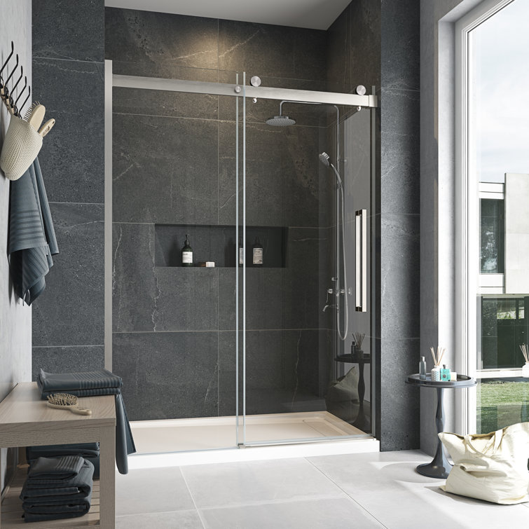 Bel 32" x 60" Satin Nickel Frameless Alcove Shower Kit