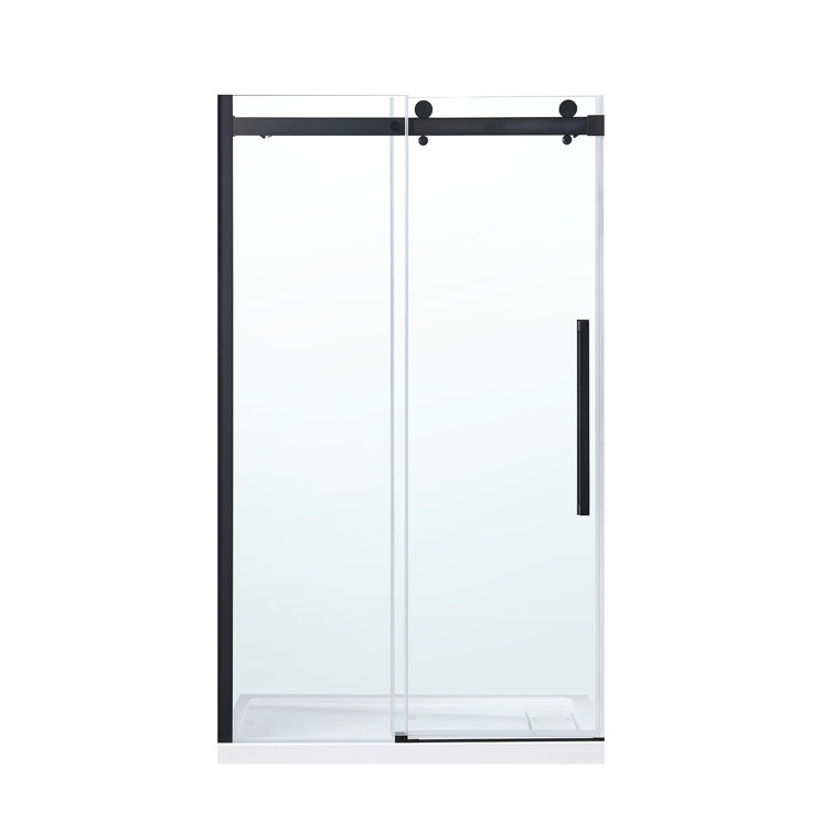 Matte Black 32" x 48" Frameless Glass Shower Kit