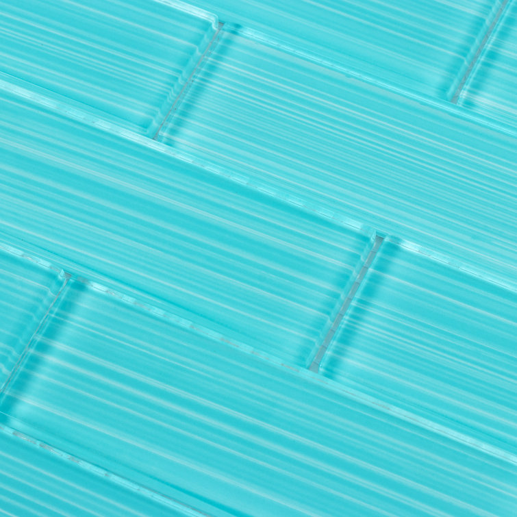 Aqua Blue 2" x 6" Polished Glass Subway Tile