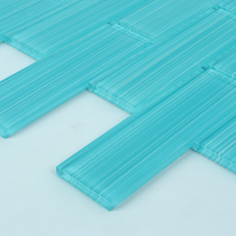 Aqua Blue 2" x 6" Polished Glass Subway Tile