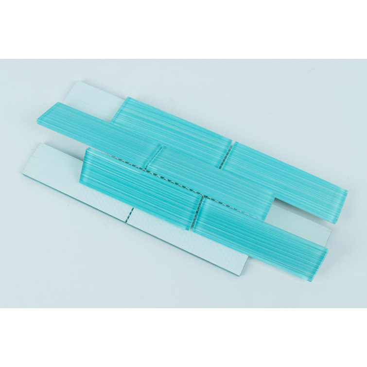 Aqua Blue 2" x 6" Polished Glass Subway Tile