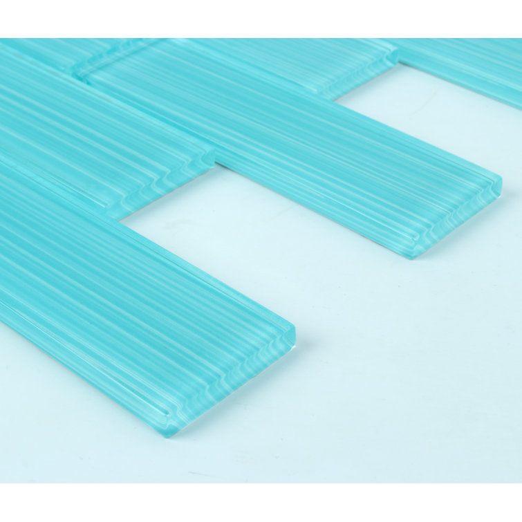 Aqua Blue 2" x 6" Polished Glass Subway Tile