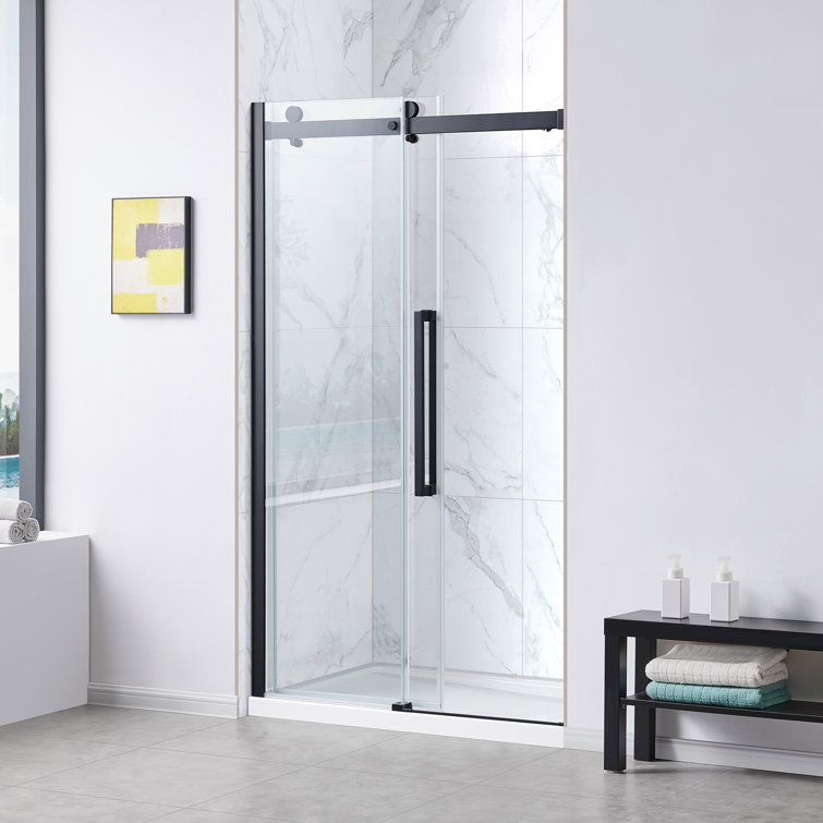 Matte Black 32" x 48" Frameless Glass Shower Kit