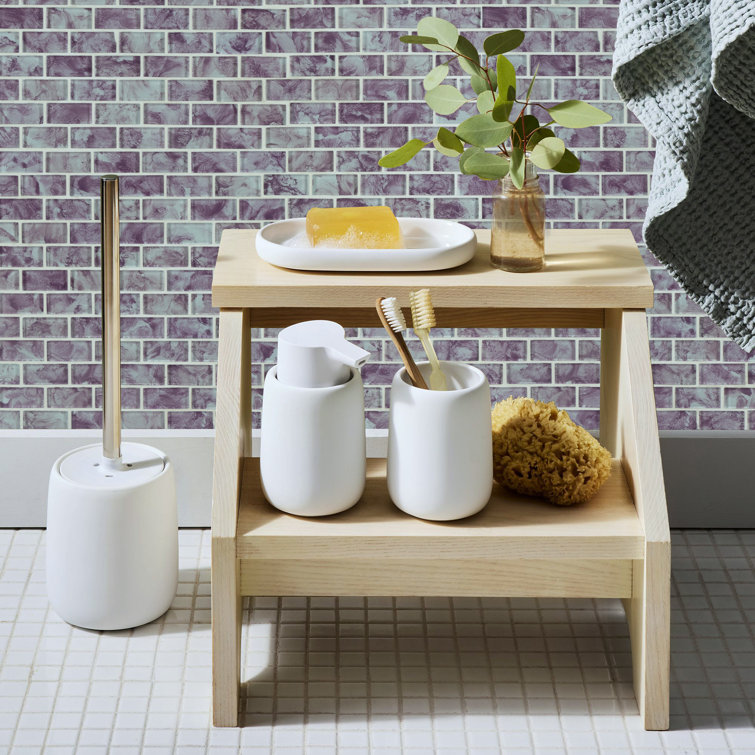 Purple Breeze Hand-Painted Glass Mosaic Wall Tile, 12" x 12"